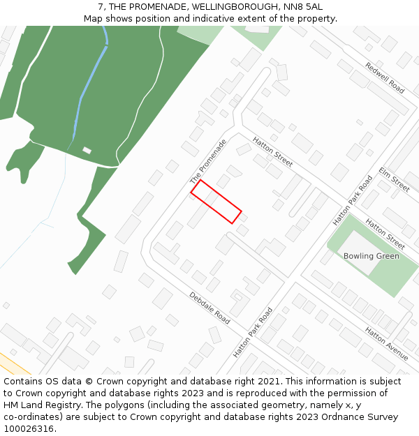 7, THE PROMENADE, WELLINGBOROUGH, NN8 5AL: Location map and indicative extent of plot