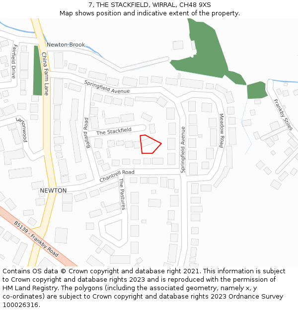 7, THE STACKFIELD, WIRRAL, CH48 9XS: Location map and indicative extent of plot