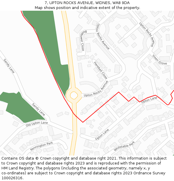 7, UPTON ROCKS AVENUE, WIDNES, WA8 9DA: Location map and indicative extent of plot