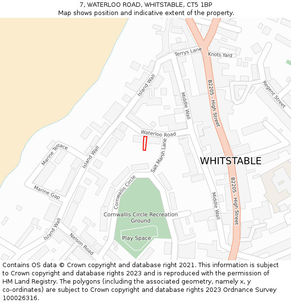 7, WATERLOO ROAD, WHITSTABLE, CT5 1BP: Location map and indicative extent of plot