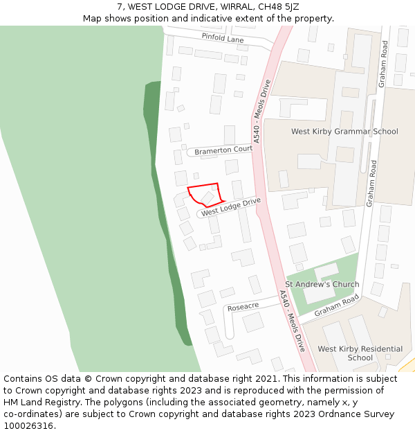 7, WEST LODGE DRIVE, WIRRAL, CH48 5JZ: Location map and indicative extent of plot