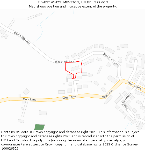 7, WEST WINDS, MENSTON, ILKLEY, LS29 6QD: Location map and indicative extent of plot