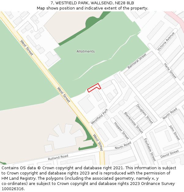 7, WESTFIELD PARK, WALLSEND, NE28 8LB: Location map and indicative extent of plot