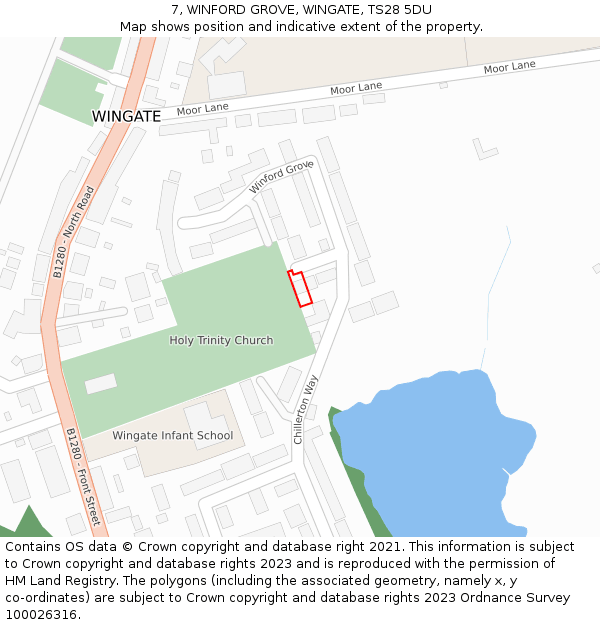 7, WINFORD GROVE, WINGATE, TS28 5DU: Location map and indicative extent of plot