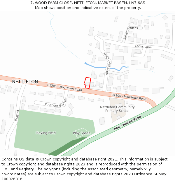 7, WOOD FARM CLOSE, NETTLETON, MARKET RASEN, LN7 6AS: Location map and indicative extent of plot