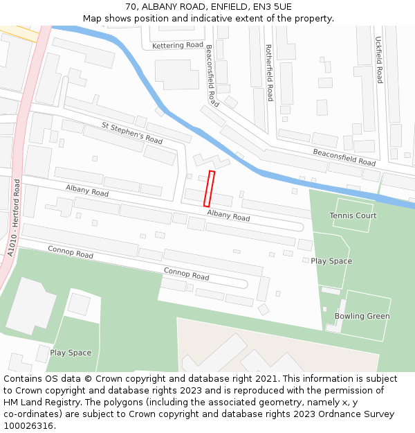 70, ALBANY ROAD, ENFIELD, EN3 5UE: Location map and indicative extent of plot