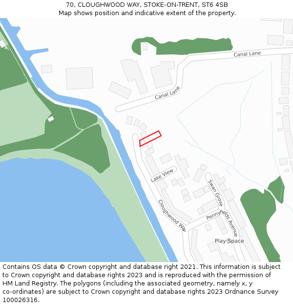 70, CLOUGHWOOD WAY, STOKE-ON-TRENT, ST6 4SB: Location map and indicative extent of plot
