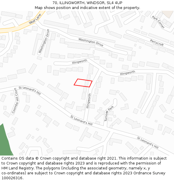 70, ILLINGWORTH, WINDSOR, SL4 4UP: Location map and indicative extent of plot