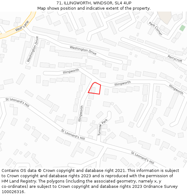 71, ILLINGWORTH, WINDSOR, SL4 4UP: Location map and indicative extent of plot