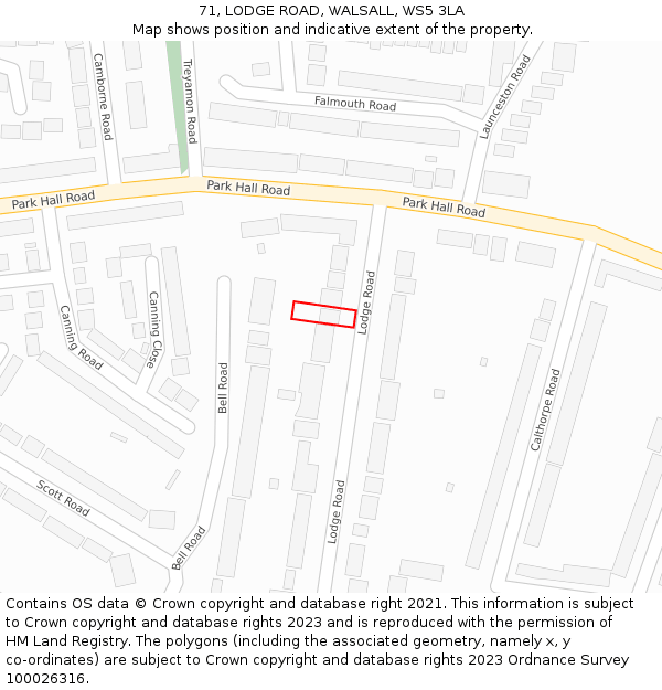 71, LODGE ROAD, WALSALL, WS5 3LA: Location map and indicative extent of plot