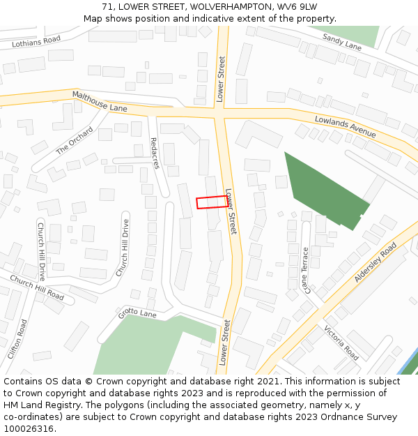 71, LOWER STREET, WOLVERHAMPTON, WV6 9LW: Location map and indicative extent of plot
