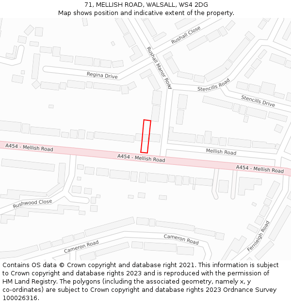 71, MELLISH ROAD, WALSALL, WS4 2DG: Location map and indicative extent of plot