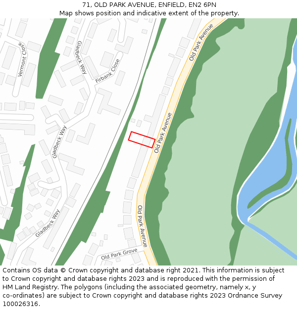 71, OLD PARK AVENUE, ENFIELD, EN2 6PN: Location map and indicative extent of plot