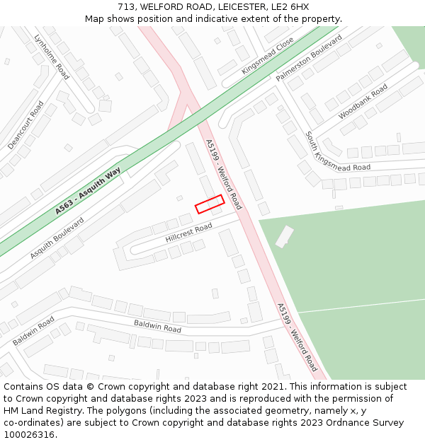 713, WELFORD ROAD, LEICESTER, LE2 6HX: Location map and indicative extent of plot