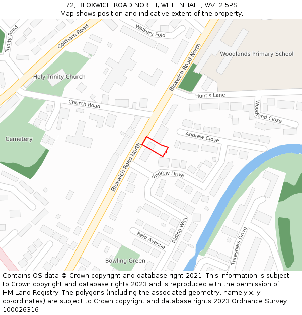 72, BLOXWICH ROAD NORTH, WILLENHALL, WV12 5PS: Location map and indicative extent of plot