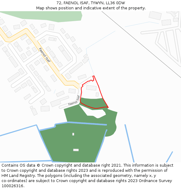 72, FAENOL ISAF, TYWYN, LL36 0DW: Location map and indicative extent of plot
