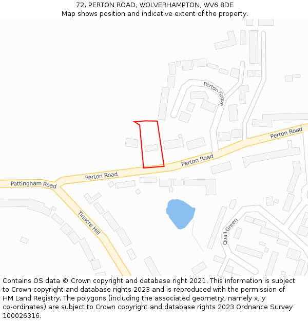 72, PERTON ROAD, WOLVERHAMPTON, WV6 8DE: Location map and indicative extent of plot