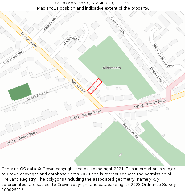 72, ROMAN BANK, STAMFORD, PE9 2ST: Location map and indicative extent of plot