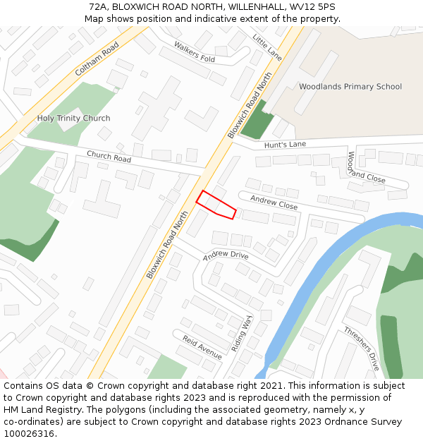 72A, BLOXWICH ROAD NORTH, WILLENHALL, WV12 5PS: Location map and indicative extent of plot