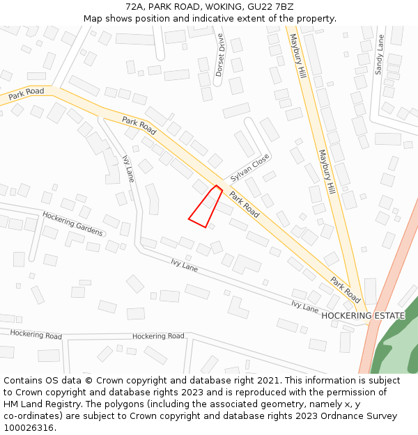 72A, PARK ROAD, WOKING, GU22 7BZ: Location map and indicative extent of plot