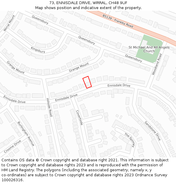 73, ENNISDALE DRIVE, WIRRAL, CH48 9UF: Location map and indicative extent of plot