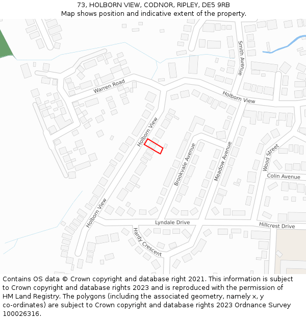 73, HOLBORN VIEW, CODNOR, RIPLEY, DE5 9RB: Location map and indicative extent of plot