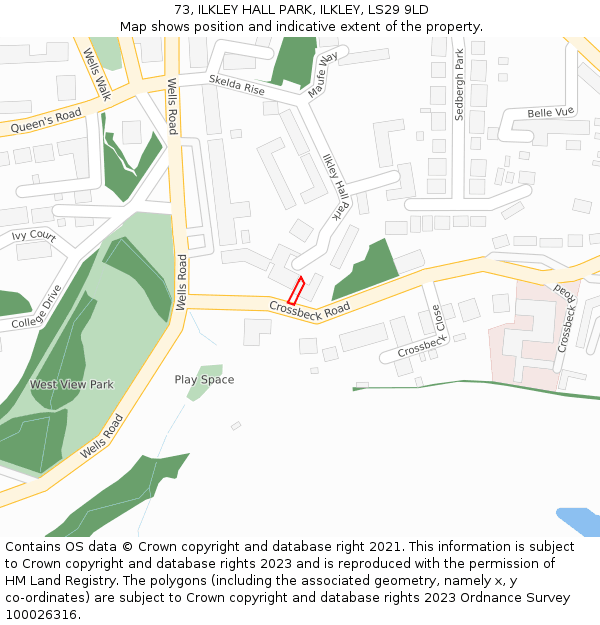 73, ILKLEY HALL PARK, ILKLEY, LS29 9LD: Location map and indicative extent of plot