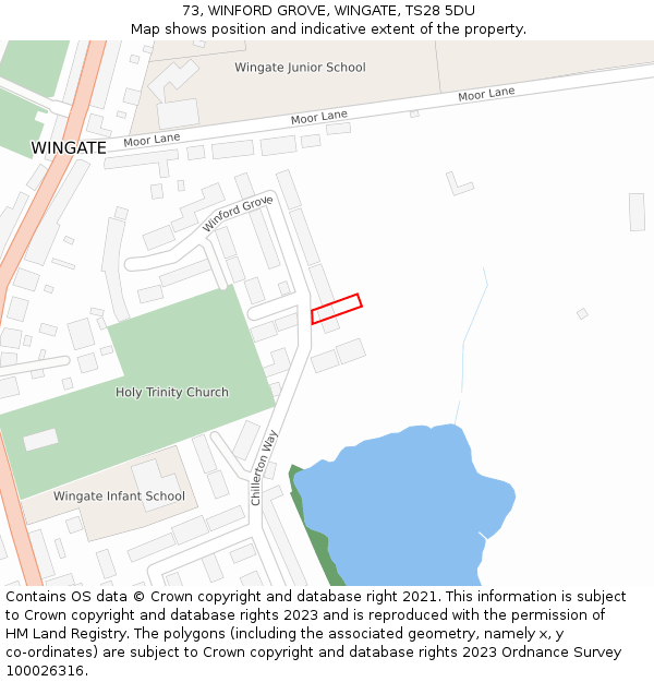 73, WINFORD GROVE, WINGATE, TS28 5DU: Location map and indicative extent of plot