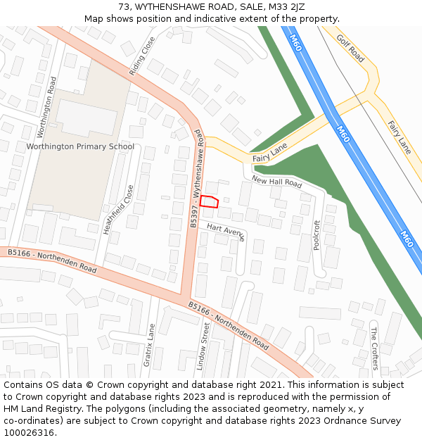 73, WYTHENSHAWE ROAD, SALE, M33 2JZ: Location map and indicative extent of plot