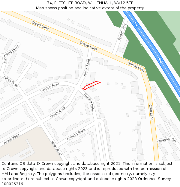 74, FLETCHER ROAD, WILLENHALL, WV12 5ER: Location map and indicative extent of plot