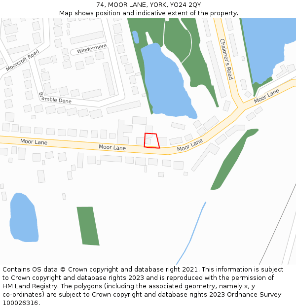 74, MOOR LANE, YORK, YO24 2QY: Location map and indicative extent of plot