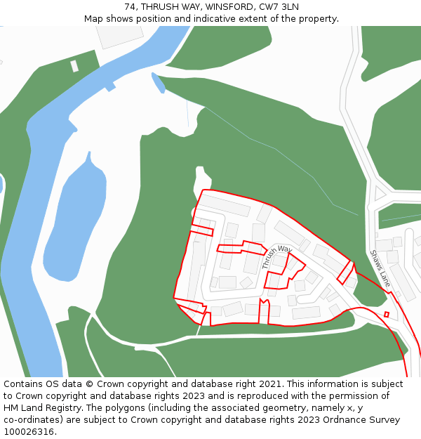 74, THRUSH WAY, WINSFORD, CW7 3LN: Location map and indicative extent of plot