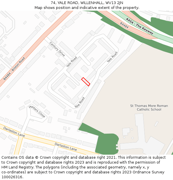 74, YALE ROAD, WILLENHALL, WV13 2JN: Location map and indicative extent of plot