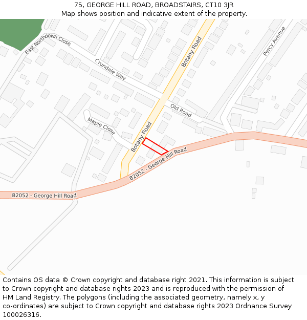 75, GEORGE HILL ROAD, BROADSTAIRS, CT10 3JR: Location map and indicative extent of plot