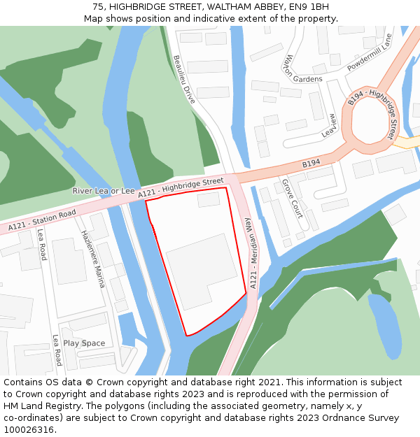 75, HIGHBRIDGE STREET, WALTHAM ABBEY, EN9 1BH: Location map and indicative extent of plot