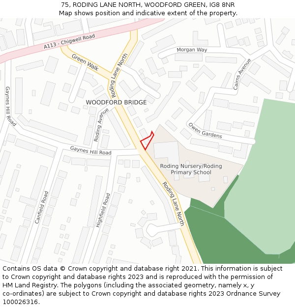 75, RODING LANE NORTH, WOODFORD GREEN, IG8 8NR: Location map and indicative extent of plot