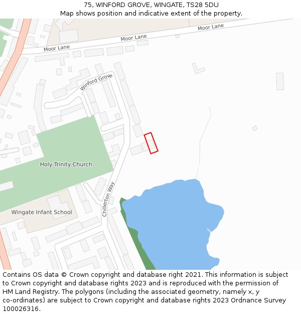 75, WINFORD GROVE, WINGATE, TS28 5DU: Location map and indicative extent of plot