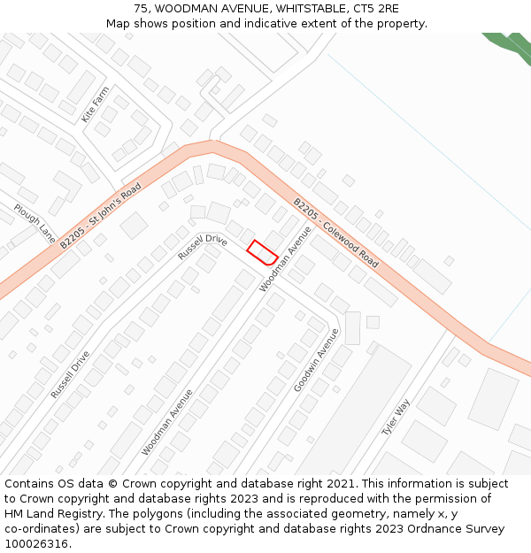 75, WOODMAN AVENUE, WHITSTABLE, CT5 2RE: Location map and indicative extent of plot