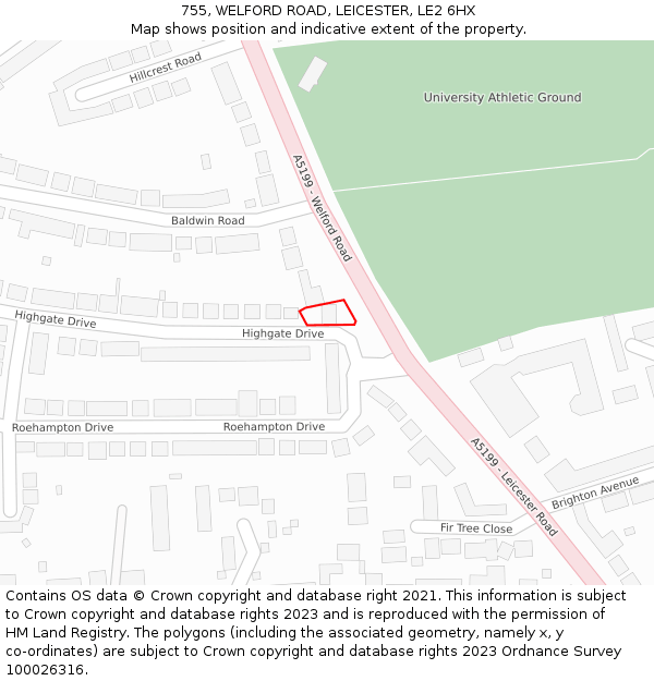755, WELFORD ROAD, LEICESTER, LE2 6HX: Location map and indicative extent of plot