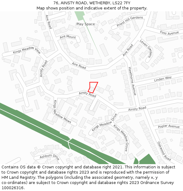 76, AINSTY ROAD, WETHERBY, LS22 7FY: Location map and indicative extent of plot