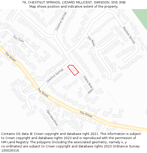 76, CHESTNUT SPRINGS, LYDIARD MILLICENT, SWINDON, SN5 3NB: Location map and indicative extent of plot