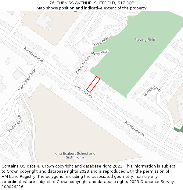 76, FURNISS AVENUE, SHEFFIELD, S17 3QP: Location map and indicative extent of plot