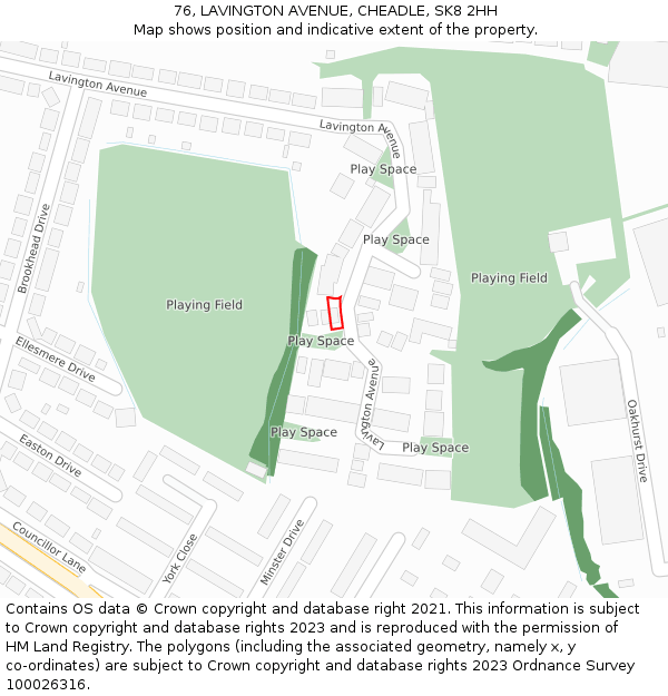 76, LAVINGTON AVENUE, CHEADLE, SK8 2HH: Location map and indicative extent of plot