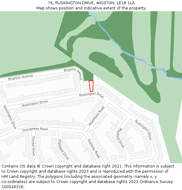 76, RUSKINGTON DRIVE, WIGSTON, LE18 1LA: Location map and indicative extent of plot