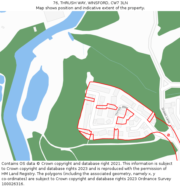 76, THRUSH WAY, WINSFORD, CW7 3LN: Location map and indicative extent of plot