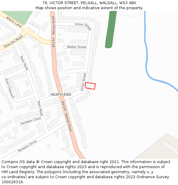 76, VICTOR STREET, PELSALL, WALSALL, WS3 4BX: Location map and indicative extent of plot