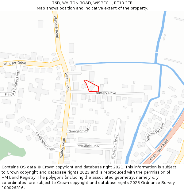 76B, WALTON ROAD, WISBECH, PE13 3ER: Location map and indicative extent of plot