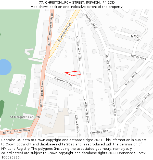 77, CHRISTCHURCH STREET, IPSWICH, IP4 2DD: Location map and indicative extent of plot