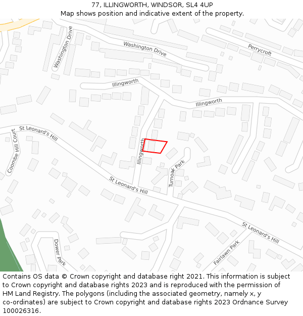 77, ILLINGWORTH, WINDSOR, SL4 4UP: Location map and indicative extent of plot