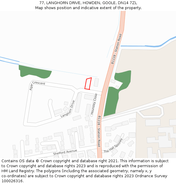 77, LANGHORN DRIVE, HOWDEN, GOOLE, DN14 7ZL: Location map and indicative extent of plot